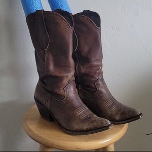 Ariat slouched brown leather cowgirl boots